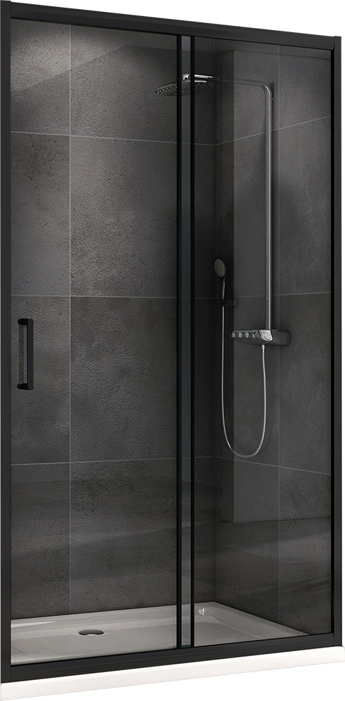 душевые двери abber schwarzer diamant ag30140b 140x195 прозрачное стекло / черный профиль