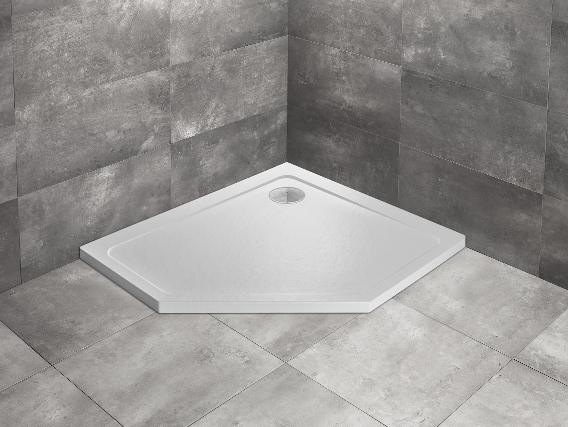 душевой поддон radaway doros pt e 100x90 stone white правый