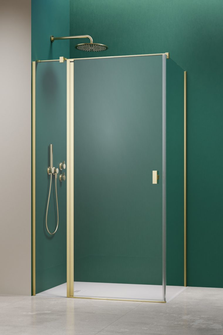 душевой уголок radaway nes 6 brushed light gold kdj ii 90x70 левый, стекла прозрачные, профиль брашированное светлое золото
