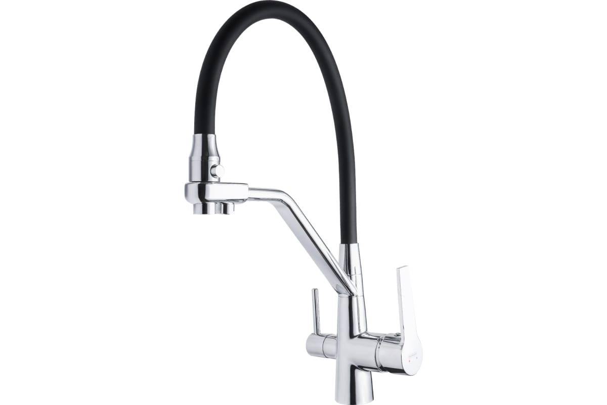 смеситель для кухни maxonor pure life mn4460-17 с подключением для фильтра черный/хром