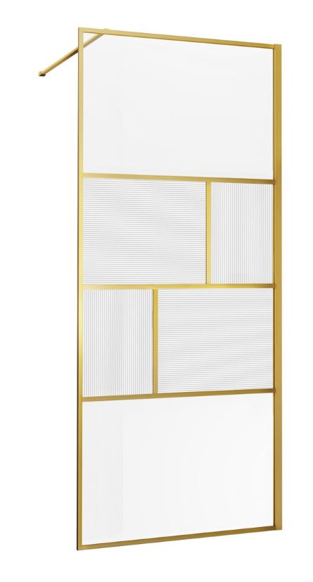 душевая стенка vincea walk-in vsw-1hc120cfbg 120x200 стекло рифленое / профиль золотой матовый