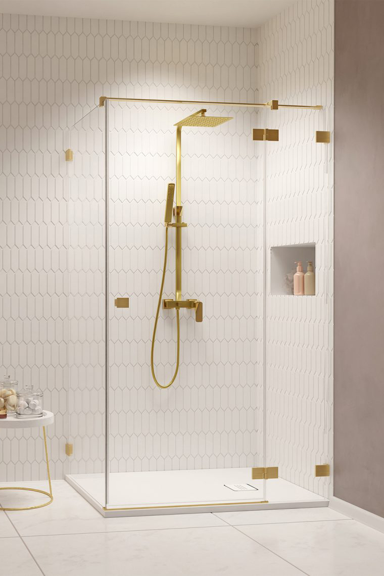 душевой уголок radaway essenza pro brushed gold kdj r 100x90 прозрачное стекло / профиль брашированное золото (правый)