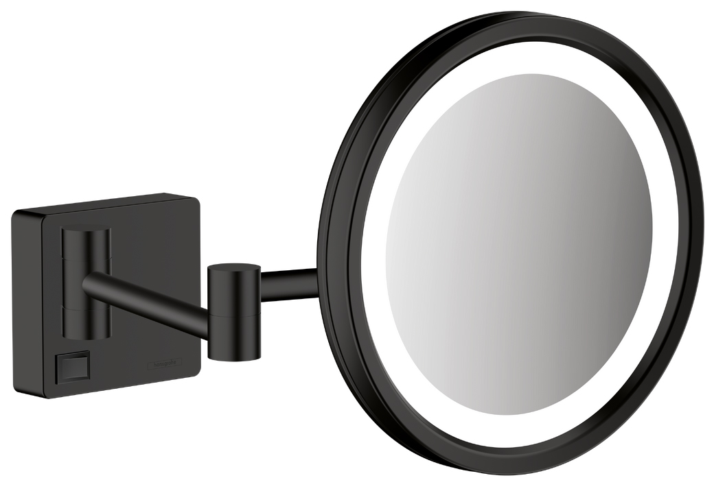 зеркало для бритья hansgrohe addstoris 41790670 с led подсветкой черное матовое