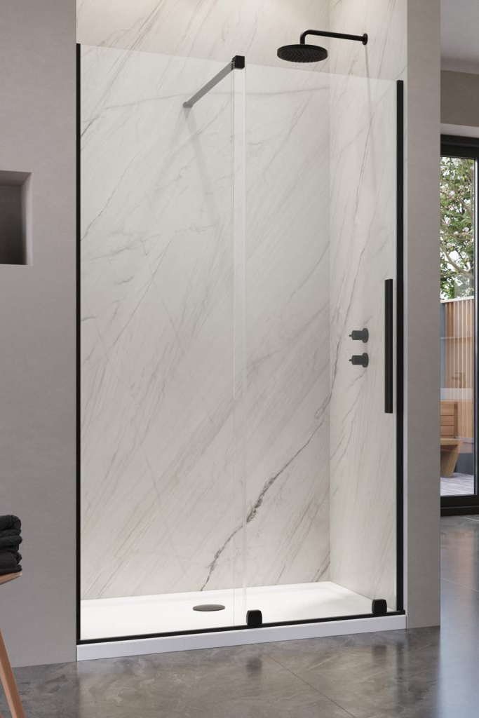 душевая дверь radaway furo black dwj 110l 110x200 стекло прозрачное, профиль черный (левая)
