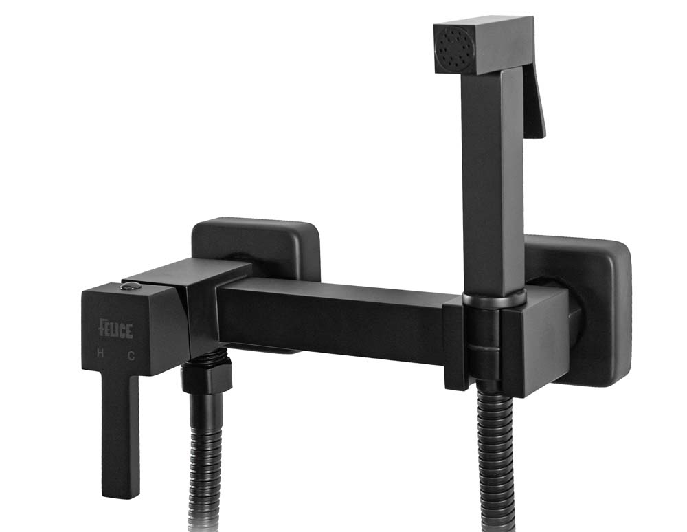 смеситель для биде vivi felice 6515 nero opaco с гигиеническим душем черный матовый
