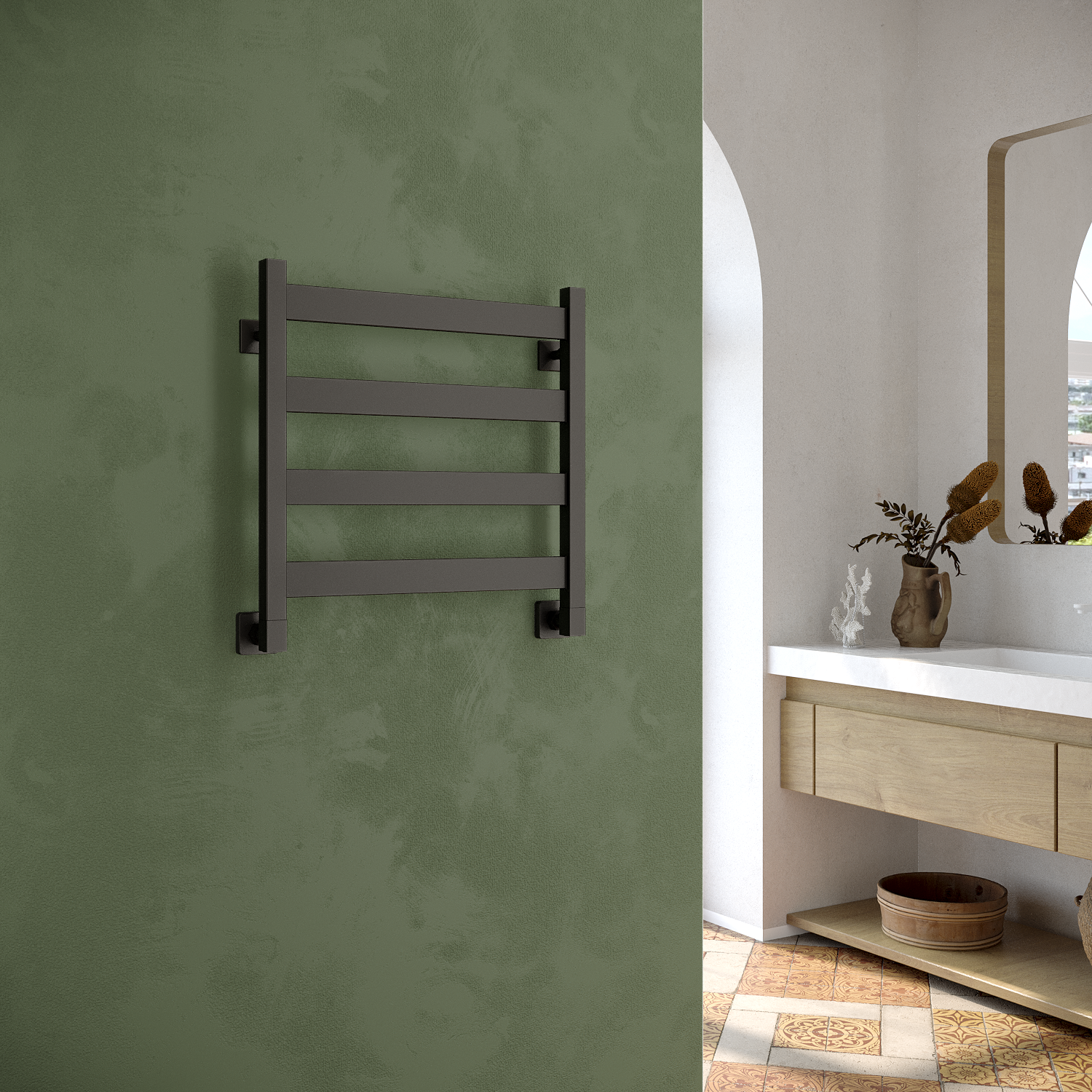 полотенцесушитель водяной stinox sanremo 50x50 черный матовый