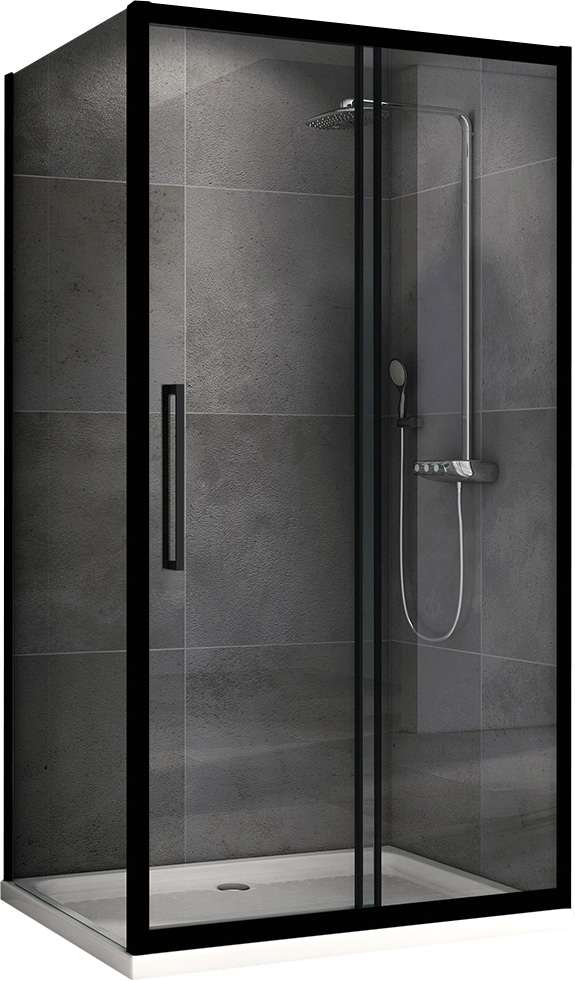 душевой уголок abber schwarzer diamant ag30120bh-s60b 120x60 стекла прозрачные, профиль черный