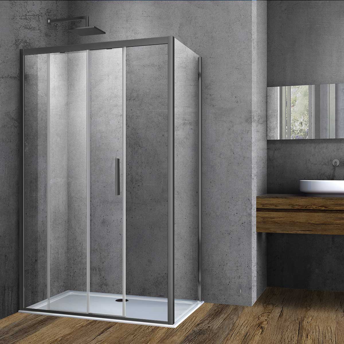 душевой уголок vincea soft vsr-3so9014clgm 140x90 стекла прозрачные, профиль графит