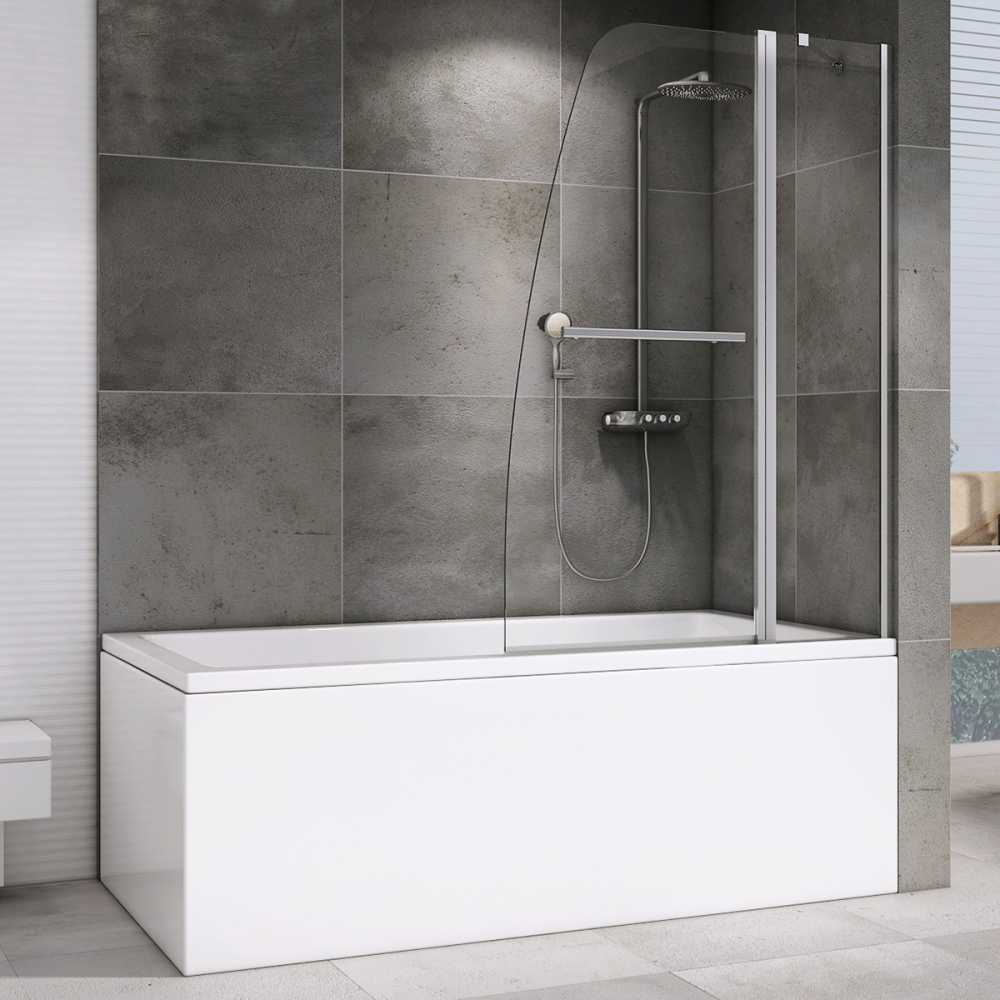 шторка на ванну abber ewiges wasser ag50100 100x140 прозрачное стекло / профиль хром