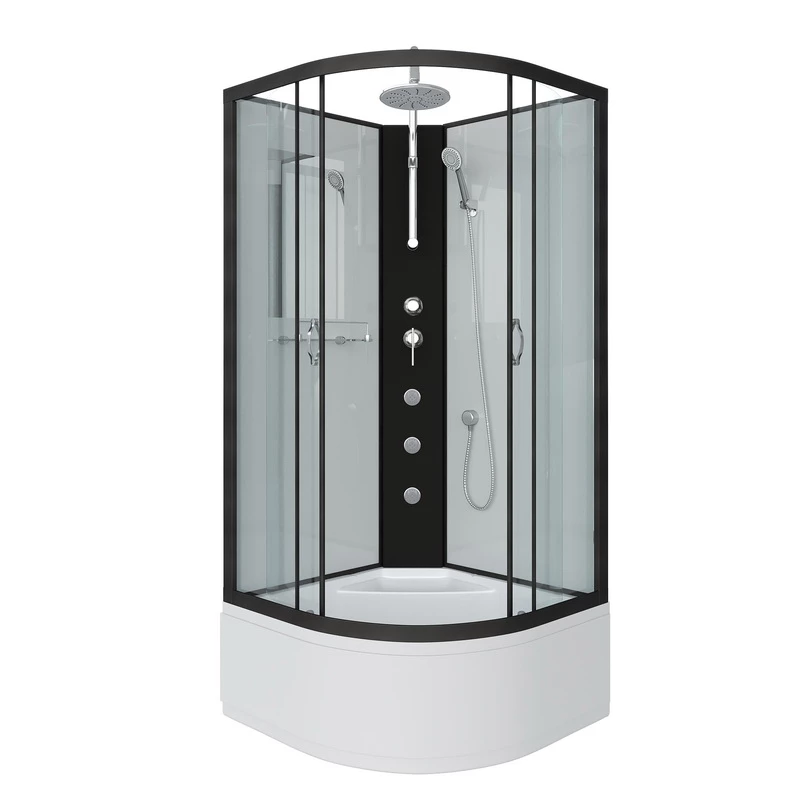 душевая кабина niagara classic ng-6708-14bktg 90x90 без крыши, стекла прозрачные, профиль черный