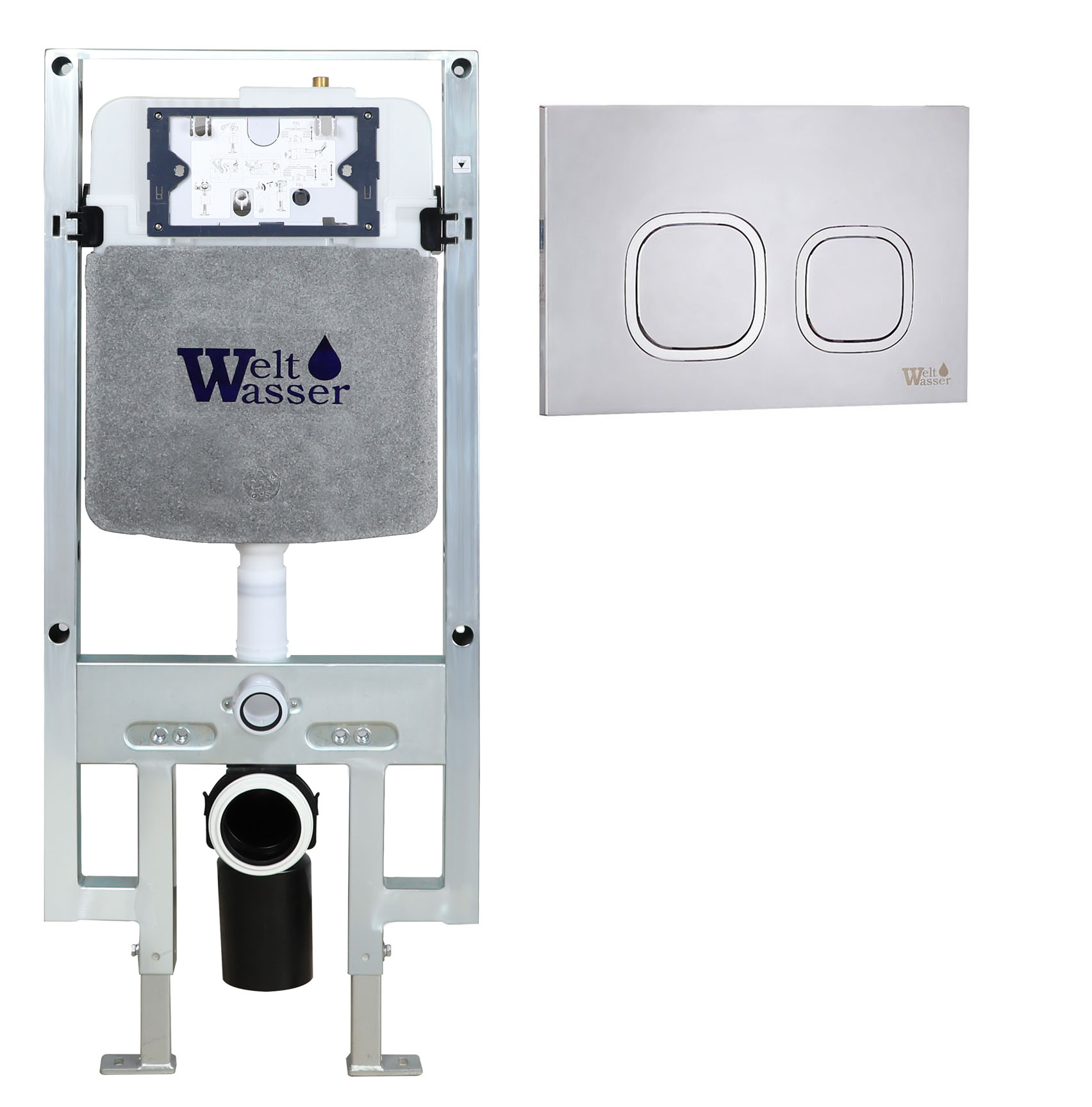 инсталляция для унитаза welt-wasser amberg 497 st mt-cr с клавишей хром матовый
