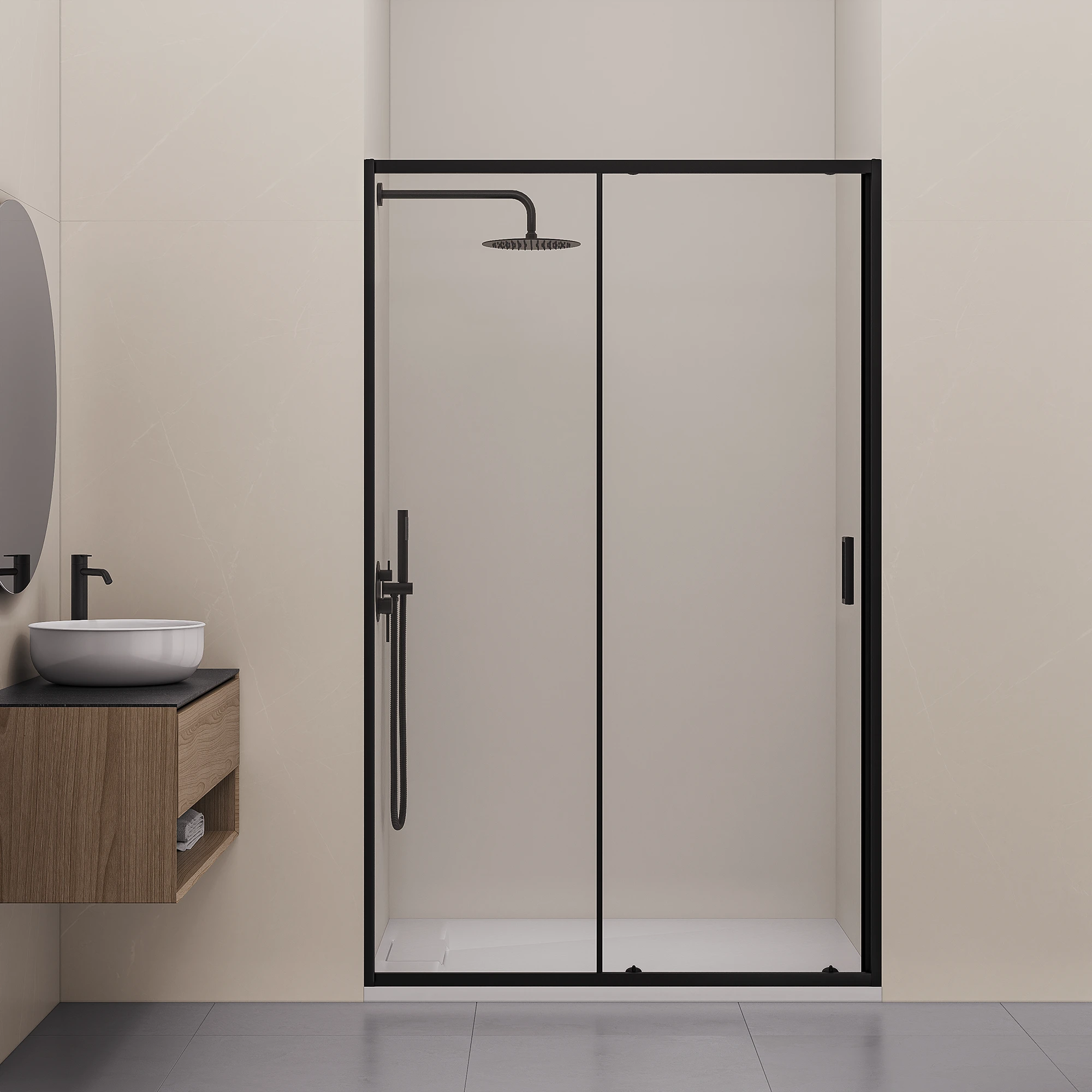 душевая дверь rgw classic cl-14b new 100x185 прозрачное стекло / черный профиль