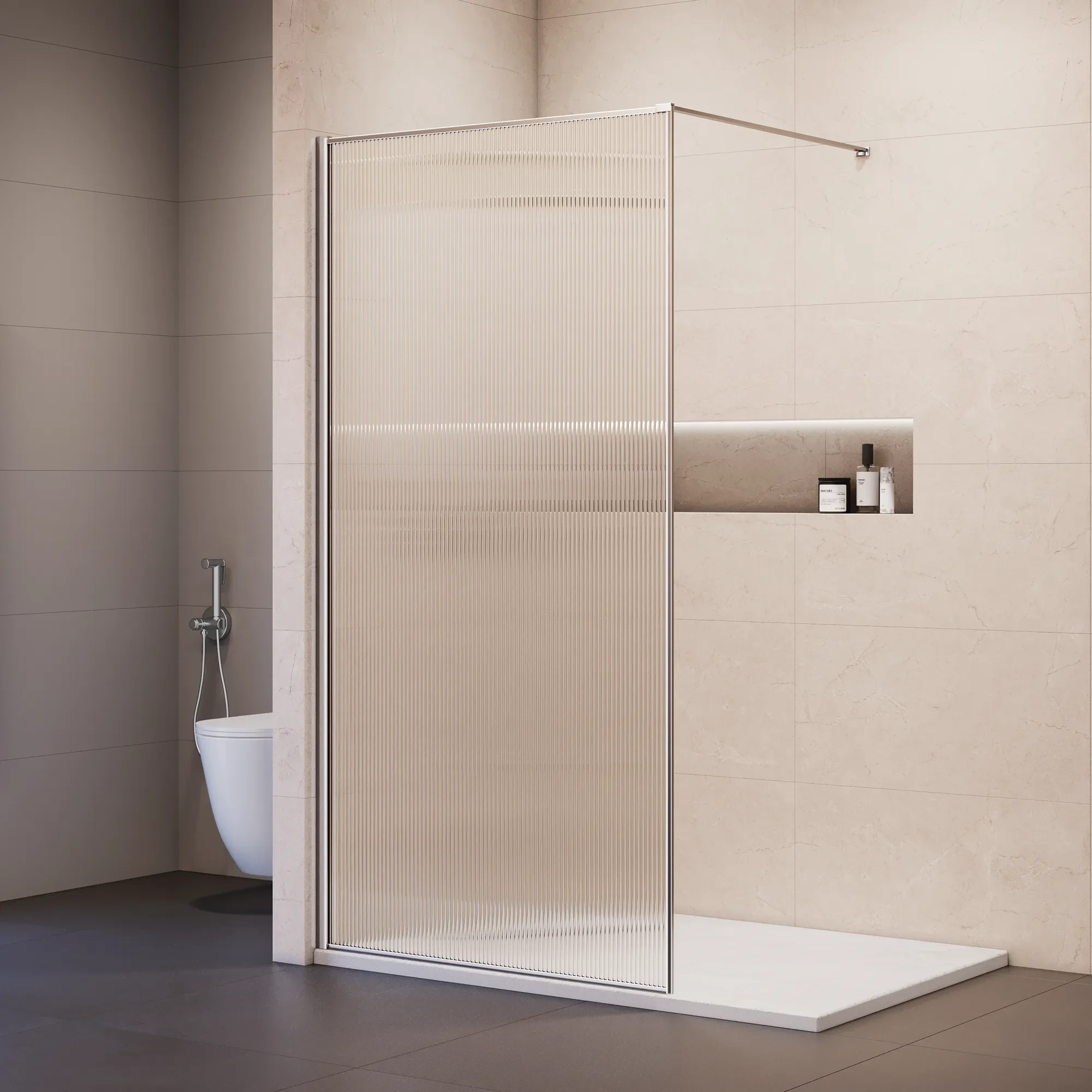 душевой уголок rgw walk in wa-08 new 90x195 стекло ребристое, профиль хром