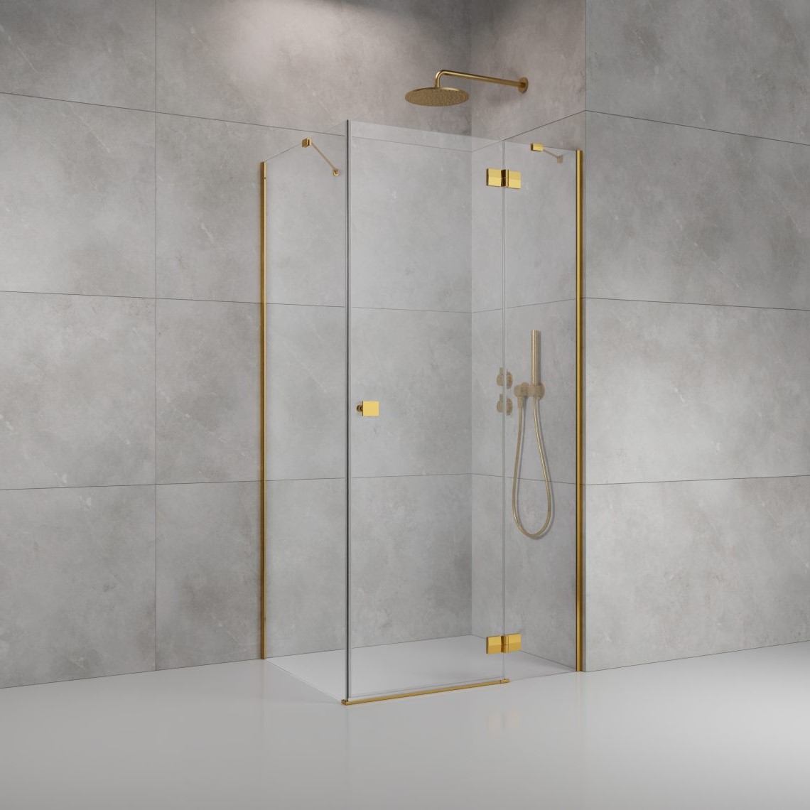 душевой уголок radaway almatea se gold kdj 100x80 правый, стекла прозрачные, профиль золото