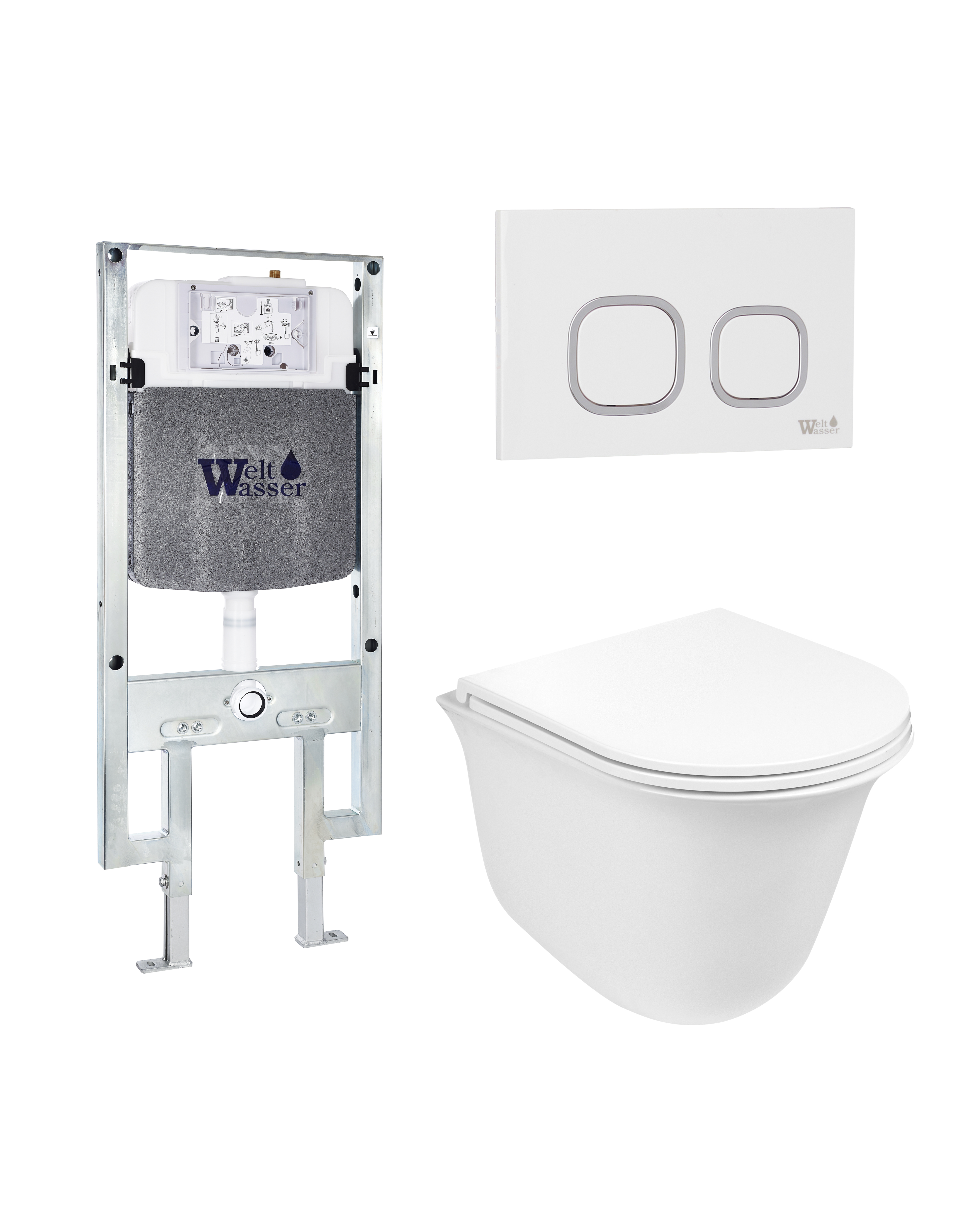 комплект welt-wasser amberg 497 st + telbach 004 gl-wt + amberg rd-wt с белой клавишей
