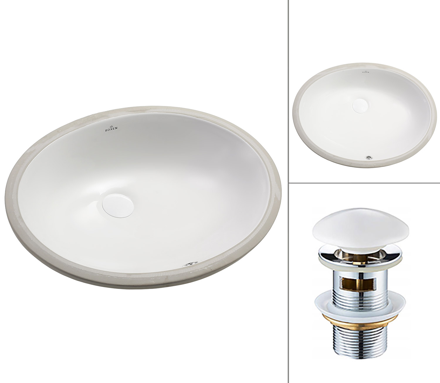 умывальник roxen sopra 570140 55,5x42 с донным клапаном p01w белый