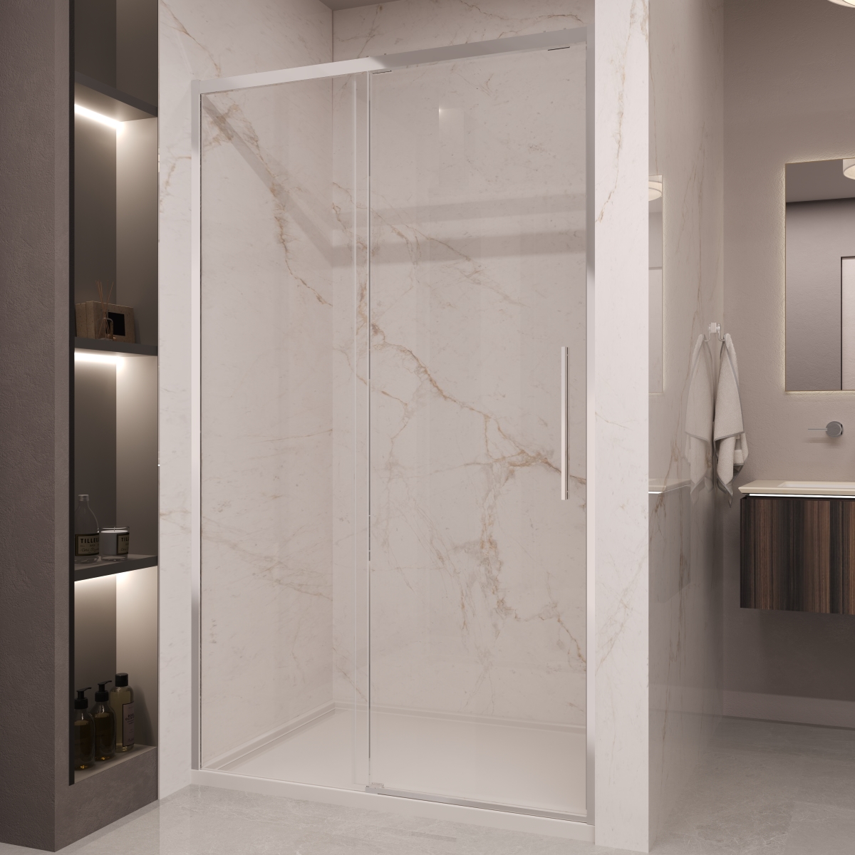 душевая дверь vincea stella vds-1st140cl 140x200 стекла прозрачные, профиль хром