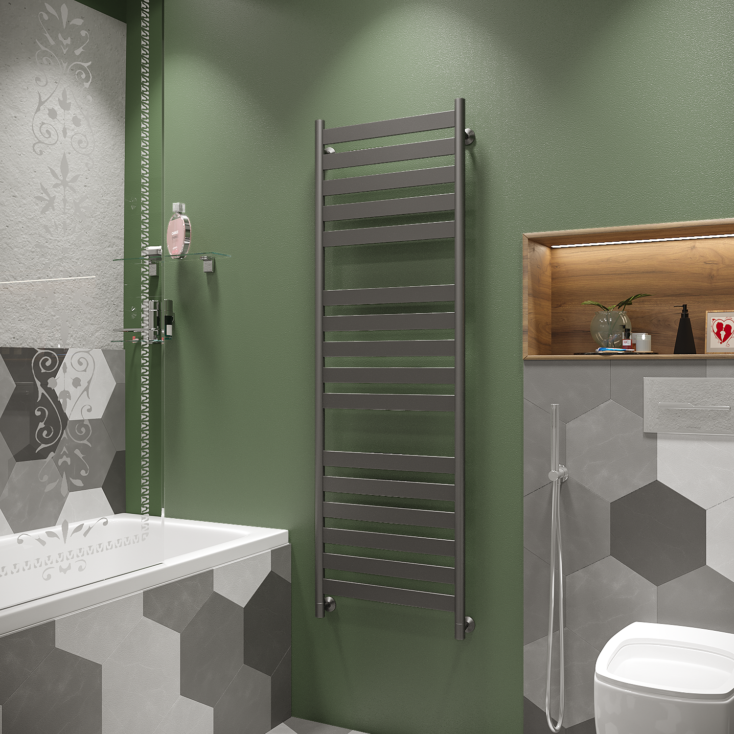 полотенцесушитель водяной stinox napoli luxe 50x160 черный матовый