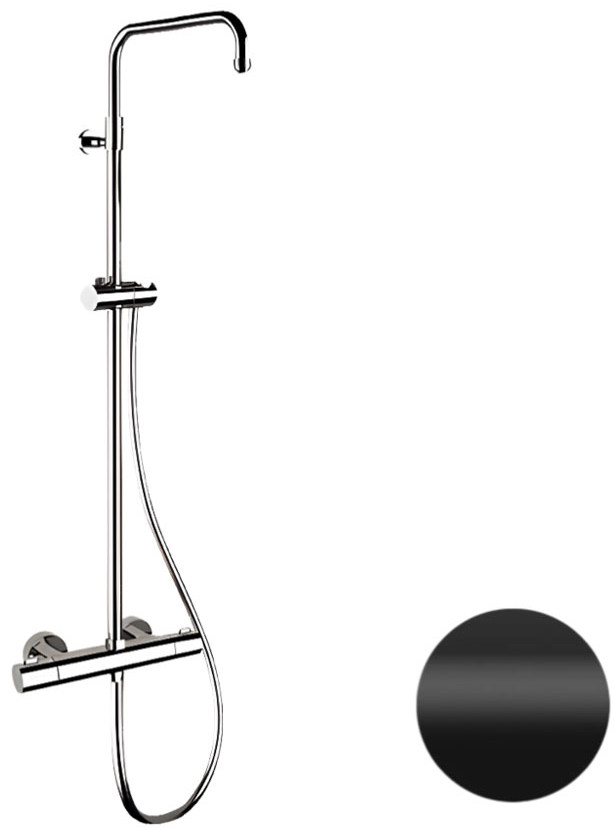 душевая стойка remer elegance eq32assdno без верхнего и ручного душа, с термостатом, черный матовый