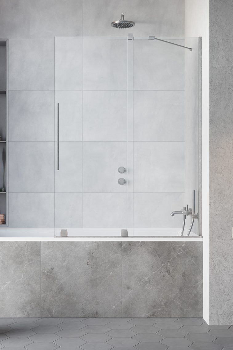 шторка на ванну radaway furo brushed nickel pnd ii r 160x150 стекла прозрачные, профиль брашированный никель