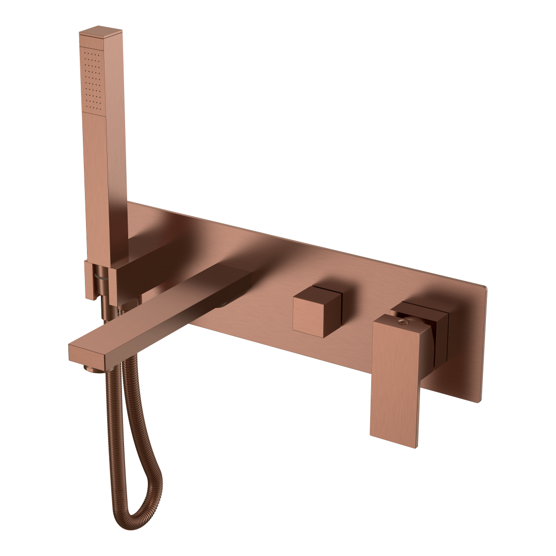 смеситель скрытого монтажа для ванны boheme qubic brushed bronze 474-2-brb брашированная бронза