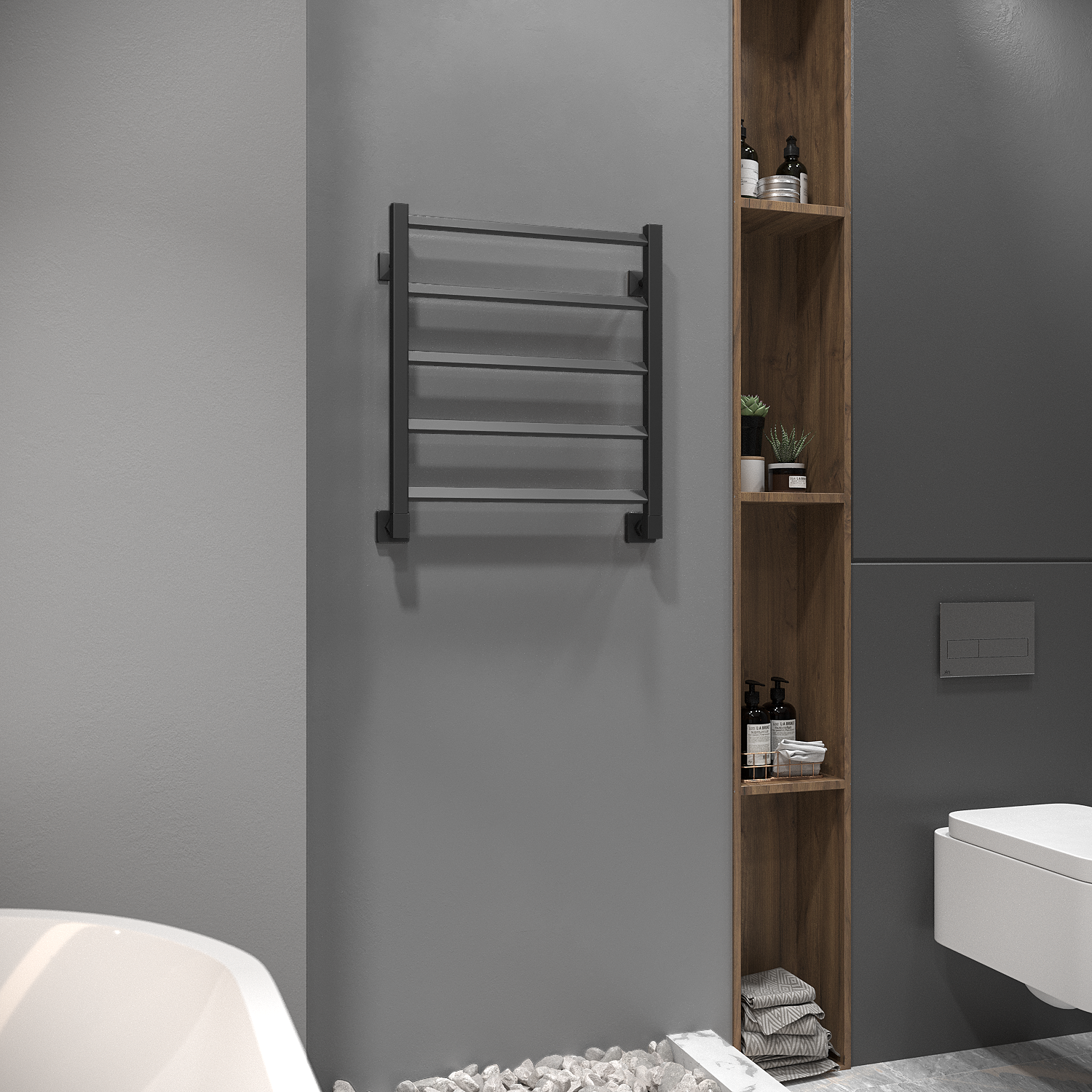 полотенцесушитель водяной stinox milana 50x60 черный матовый
