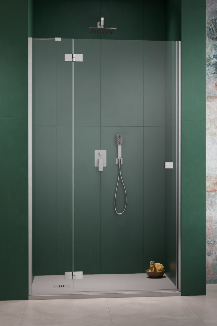 душевая дверь radaway essenza 8 brushed nickel dwj 80x200 левая, стекла прозрачные, профиль брашированный никель