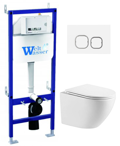 комплект инсталляции welt-wasser bamberg 460 с унитазом merzbach 043 xl gl-wt и клавишей смыва bamberg wt белый