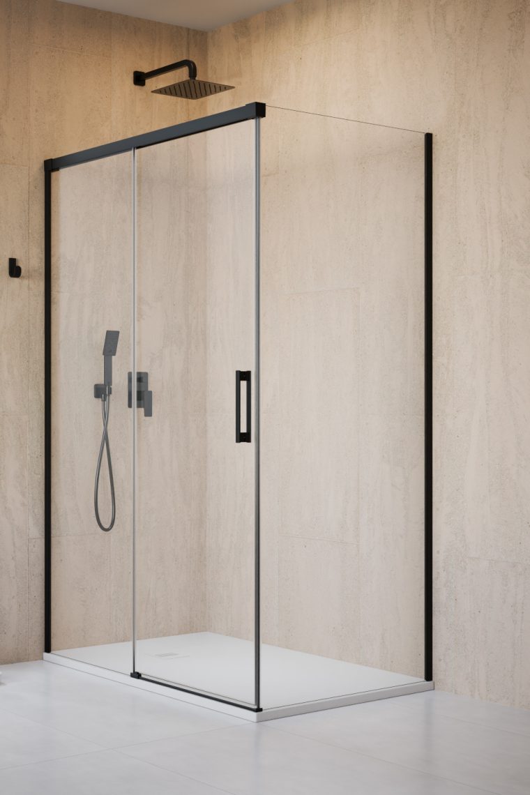 душевой уголок radaway idea 8 black kdj 120x90 левый, стекла прозрачные, профиль черный
