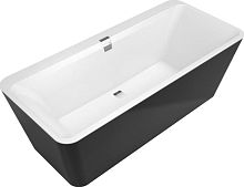 акриловая ванна villeroy & boch squaro edge 12 ubq180sqe7pdt1v-rw 180x80, черная панель, слив-перелив, stone white