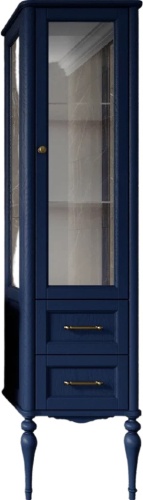 шкаф-пенал valenhouse эстетика r, витрина, синий, ручки бронза фото 3