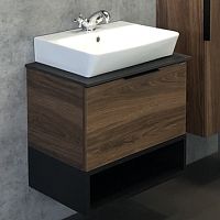 мебель для ванной comforty штутгарт 60, подвесная, дуб тёмно-коричневый
