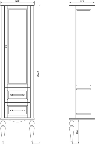 шкаф-пенал valenhouse эстетика r, витрина, белый, ручки хром фото 2