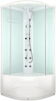 душевая кабина domani-spa delight 110 high 100x100 сатин матированное стекло / белые стенки с гидромассажем и электрикой