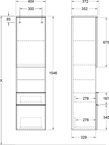 шкаф-пенал villeroy & boch venticello a95201 l, glossy white, с ручками хром фото 2