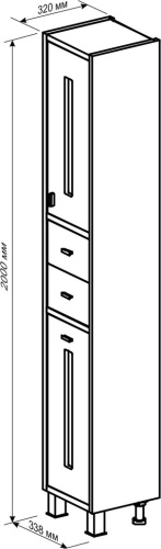шкаф-пенал бриклаер бали 34 светлая лиственница, белый глянец, с бельевой корзиной фото 2