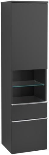 шкаф-пенал villeroy & boch venticello a95201 l, black matt lacquer, с ручками хром