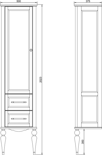 шкаф-пенал valenhouse эстетика l, витрина, белый, ручки хром фото 2